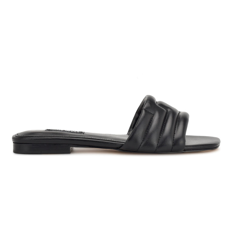 나인웨스트 NINEWEST Menqs Flat Slide Sandals,Black