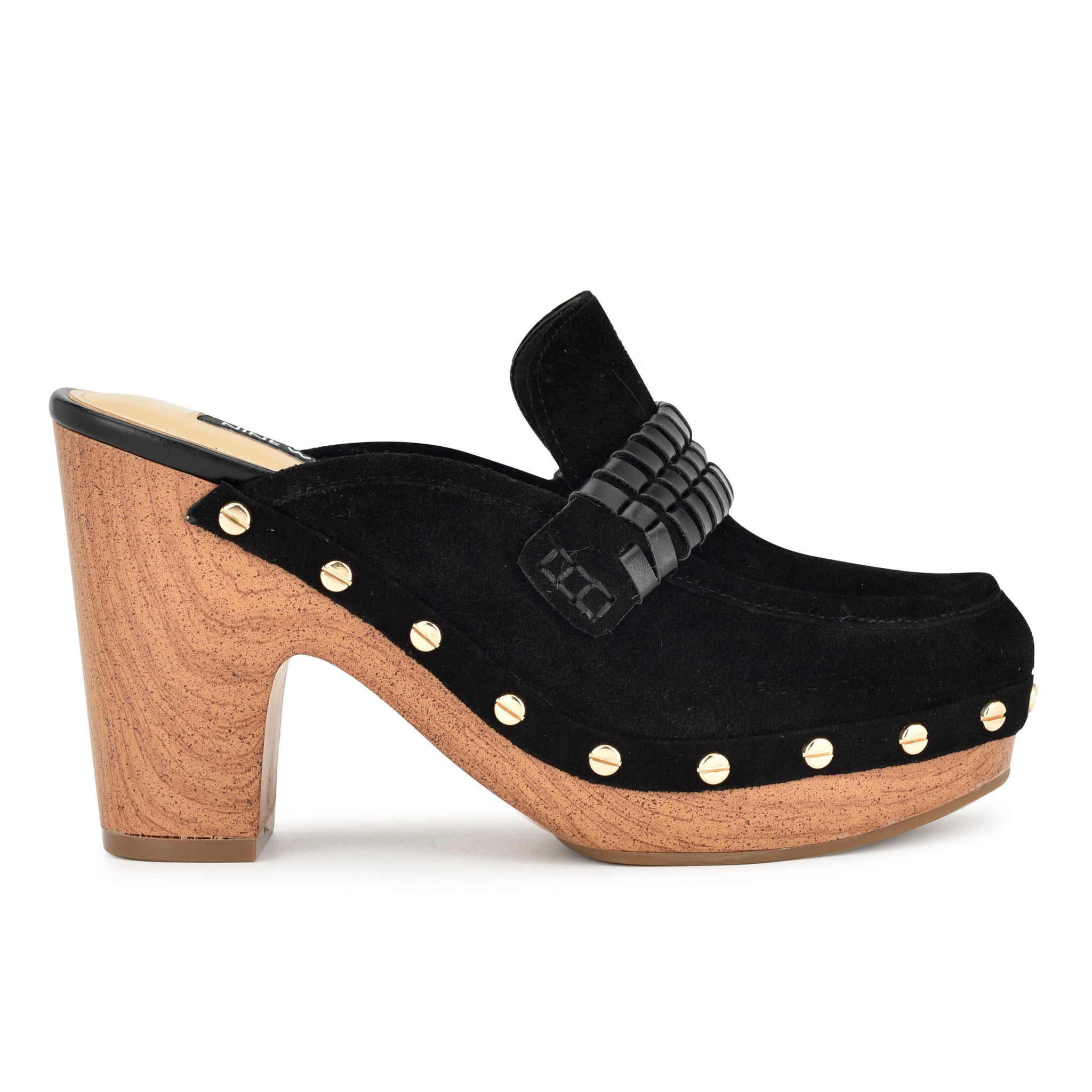 Nine West Flowr Women's Heeled Slip-On Clogs, Size: 7.5, Black
