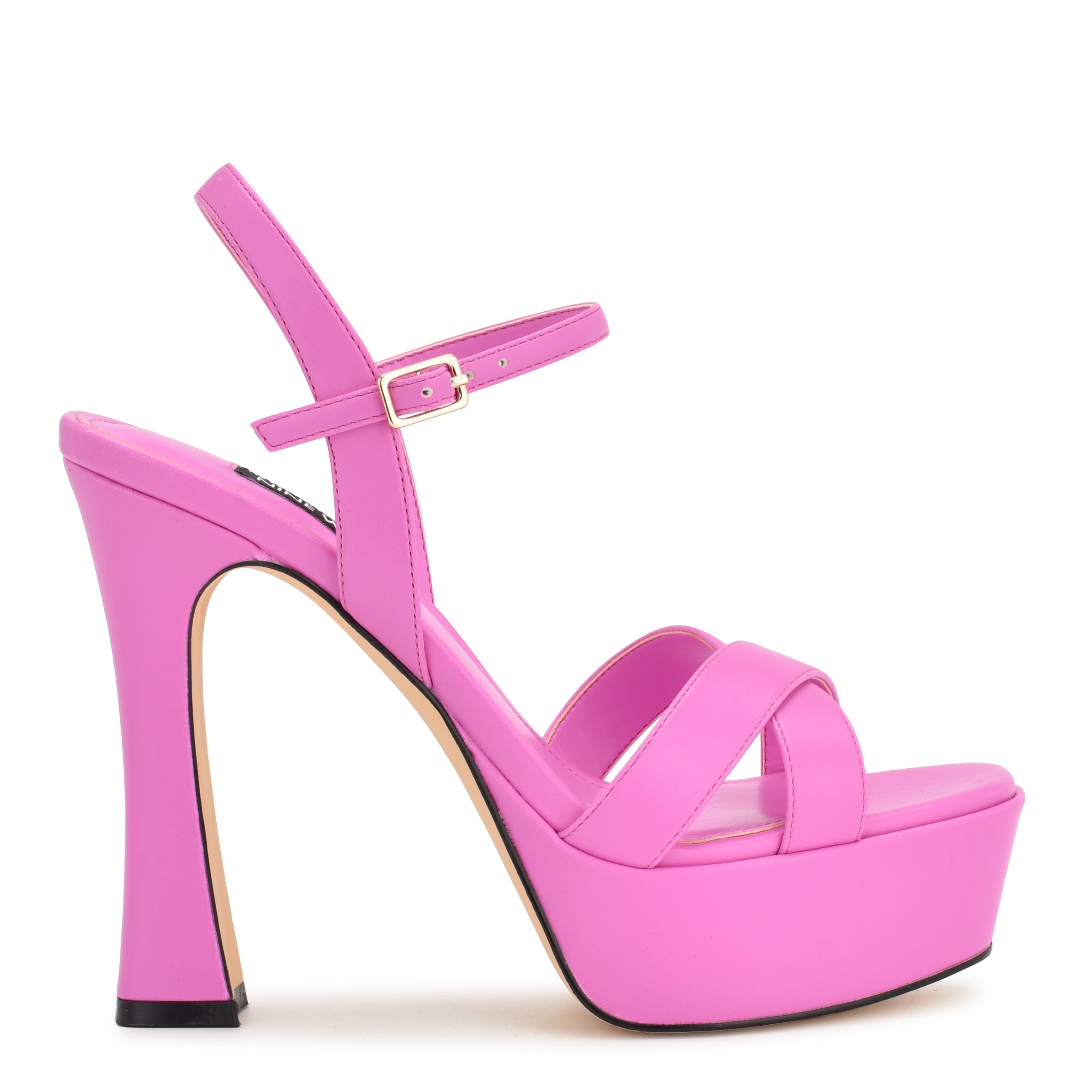 Bright Pink Satin Block Heel Platform Sandals  New Look