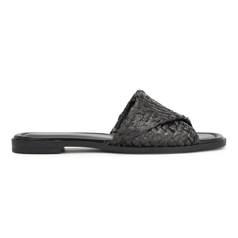 나인웨스트 NINEWEST Havah Flat Slide Sandals,Black