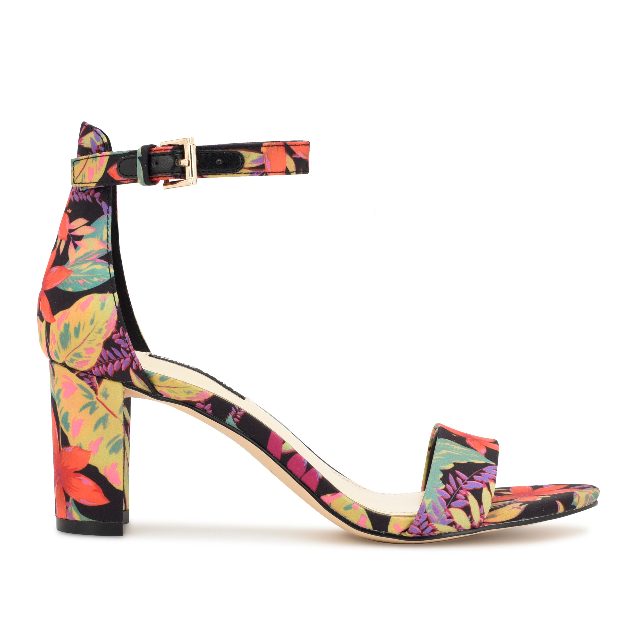 Louis Vuitton Multicolour Satin Floral Ankle Strap Block Heels Mules  Pumps-Sz 40