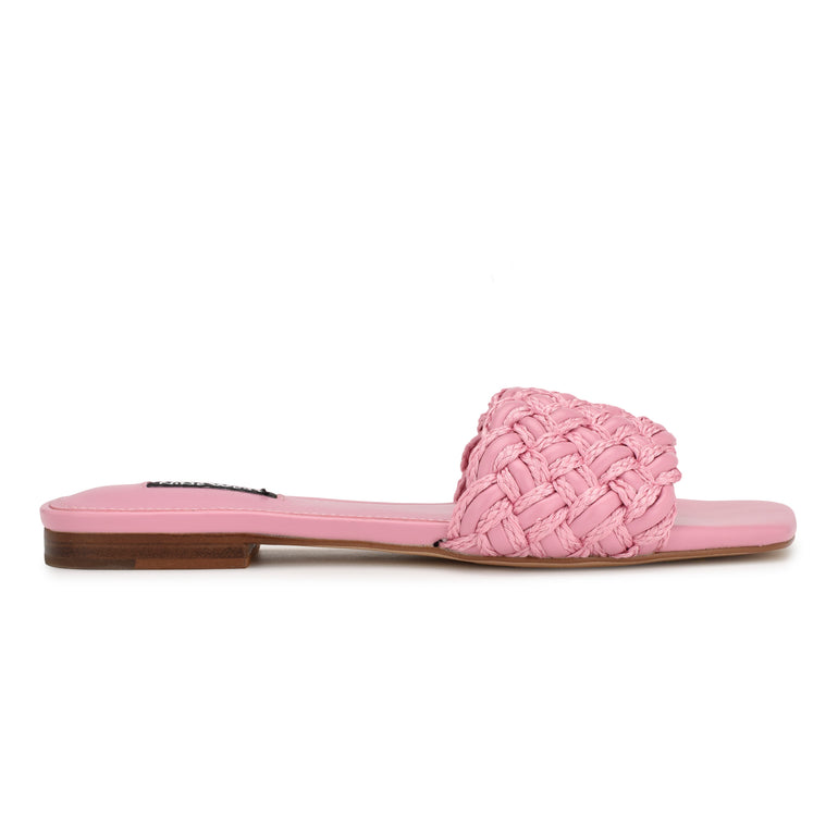 나인웨스트 NINEWEST Maci Flat Slide Sandals,Pink