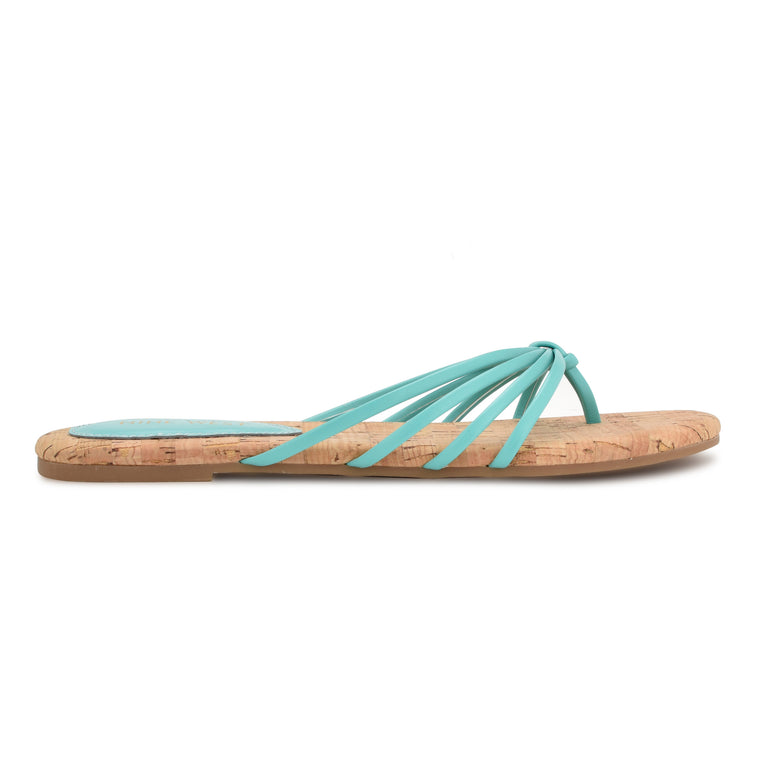 나인웨스트 NINEWEST Blithe Flat Sandals,Aqua Blue