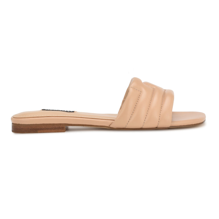 나인웨스트 NINEWEST Menqs Flat Slide Sandals,Light Pink