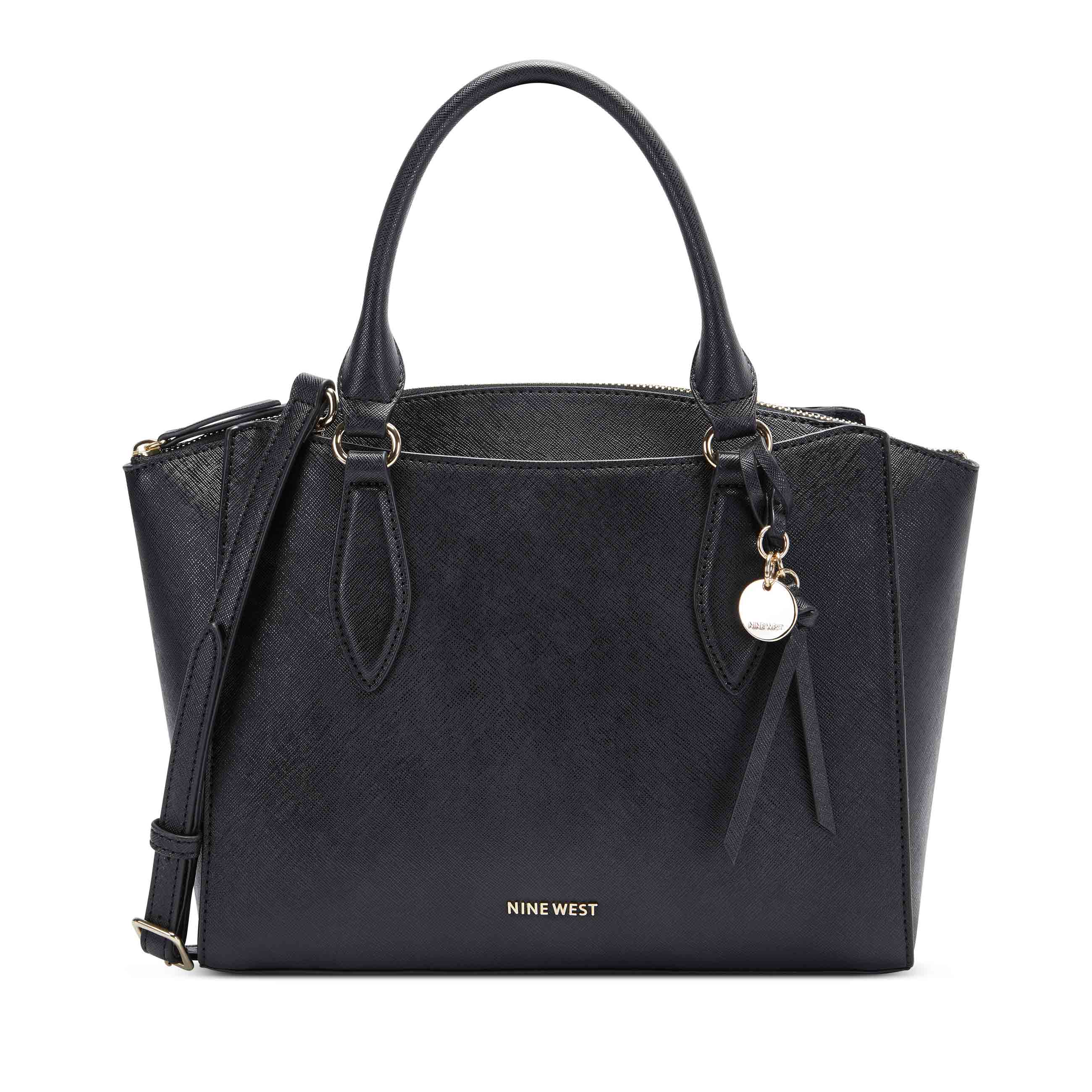 nine west purse handbag bag tote shoulder casual satchel black | eBay