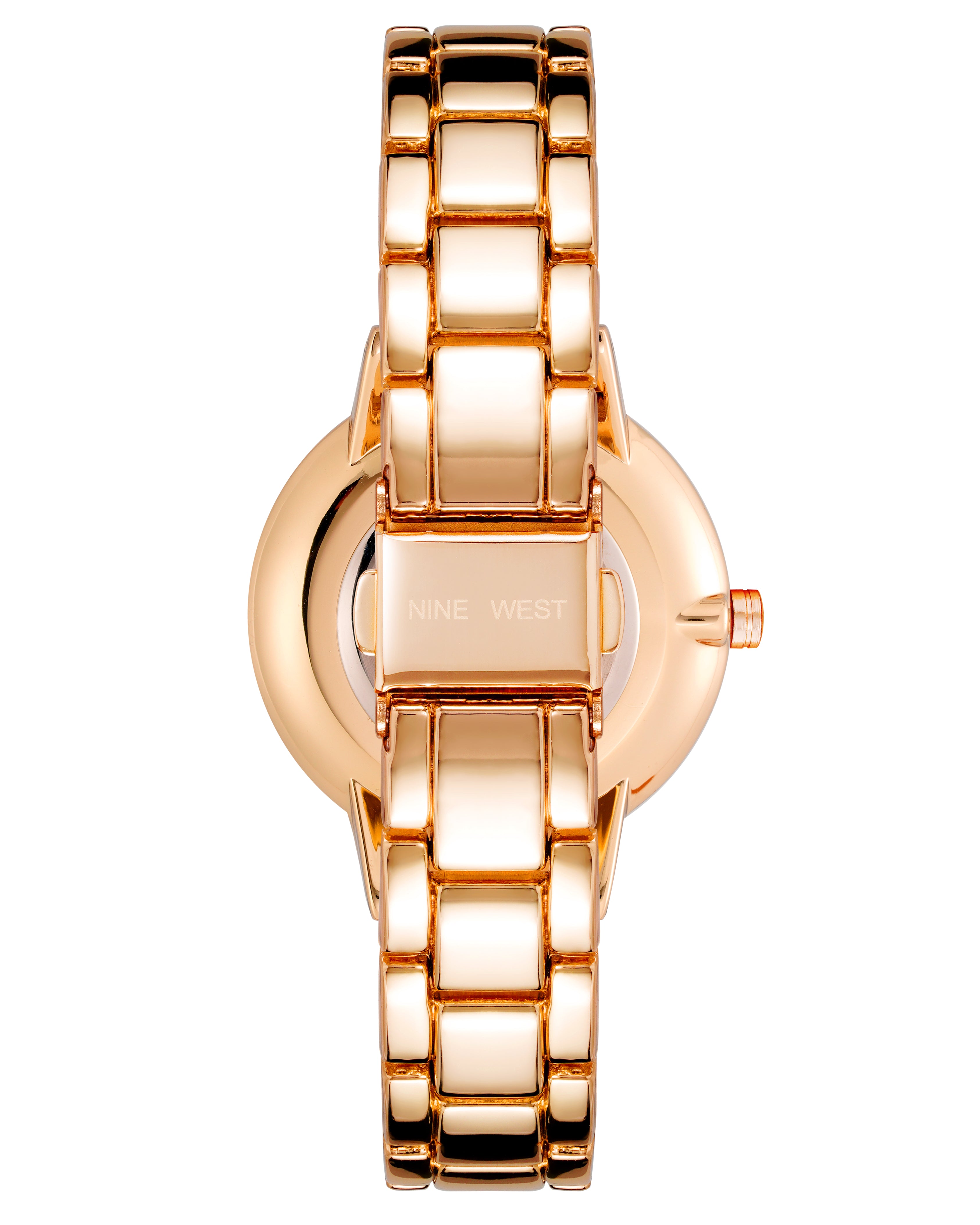 Nine west rose goldtone and grey strap on sale watch