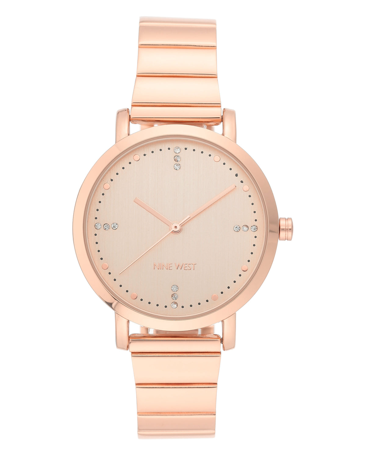Crystal Accented Stainless Steel Bracelet Watch