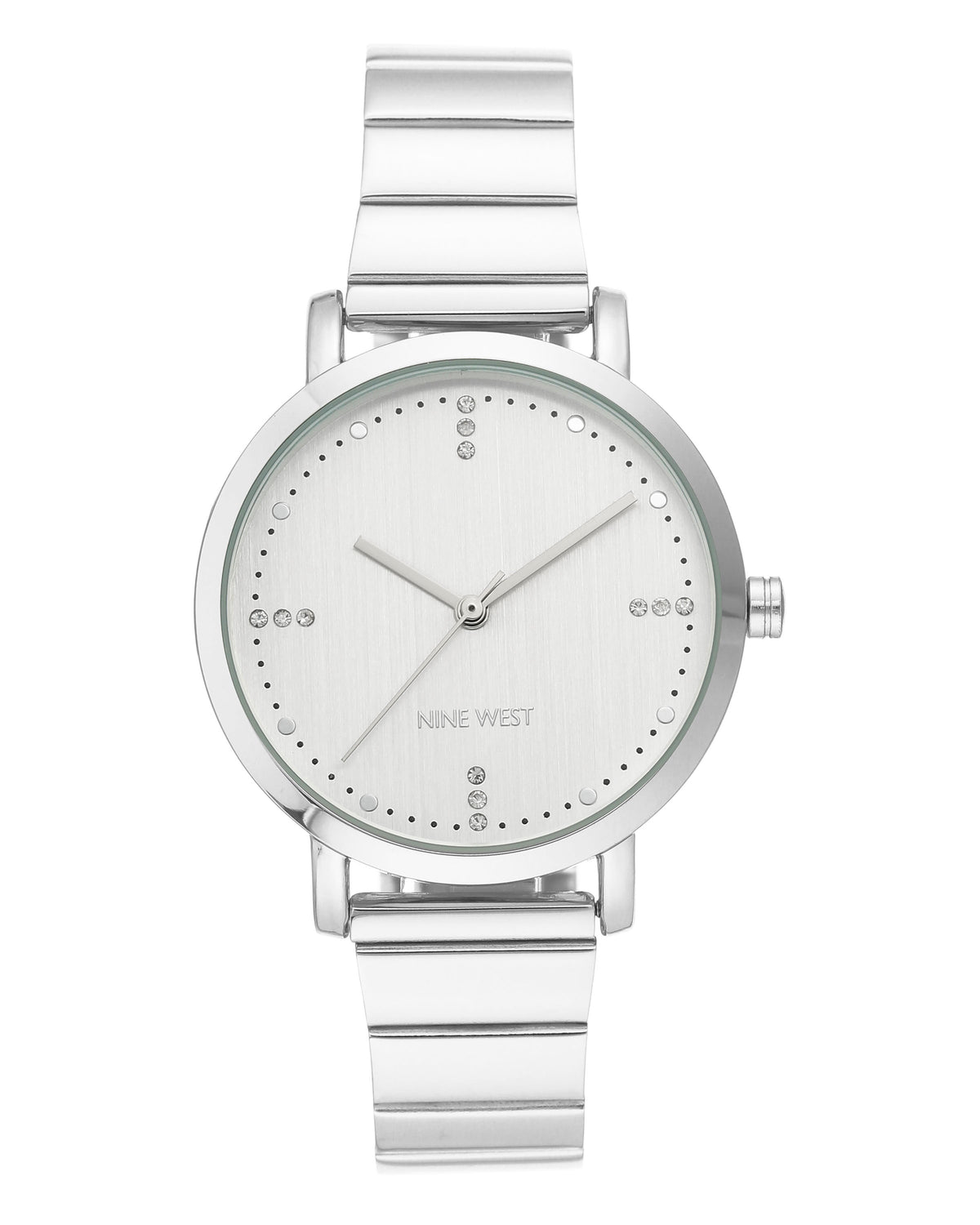 Crystal Accented Stainless Steel Bracelet Watch