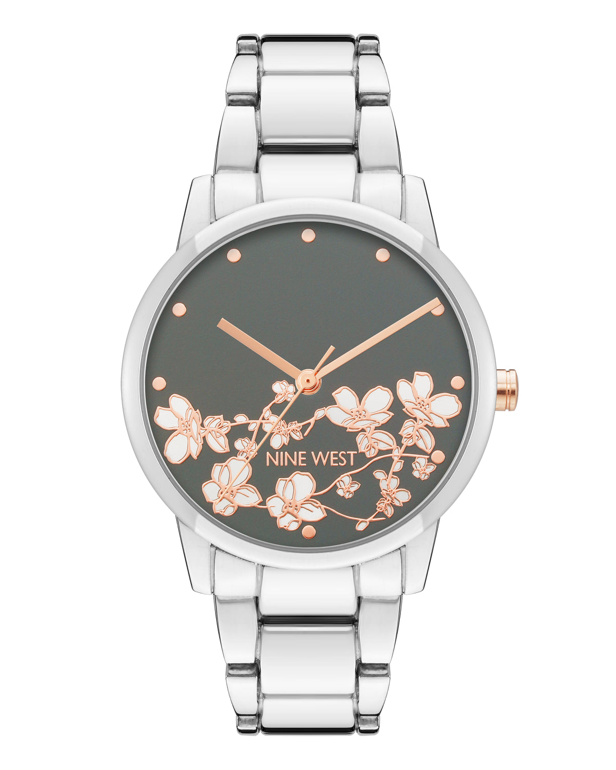 Floral Dial Metal Bracelet Watch