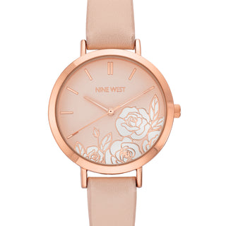 Floral Dial Smooth Strap Watch