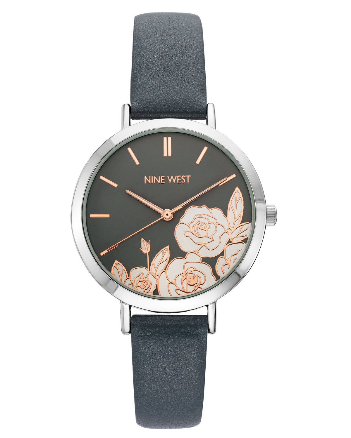 Floral Dial Smooth Strap Watch