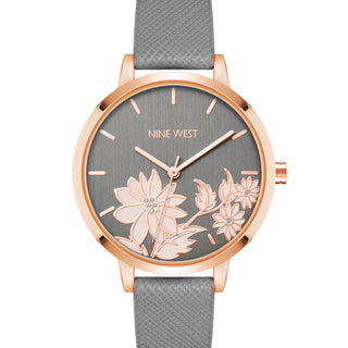 Floral Dial Saffiano Strap Watch