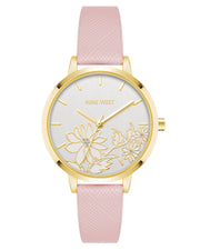 Floral Dial Saffiano Strap Watch