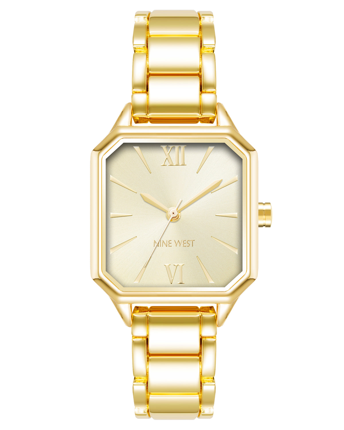 Nine West Women\'s Brown Gold Analog Quartz Solid Faux Leather Strap Square Watch Nine West Square Wristwatches | eBay main image 4