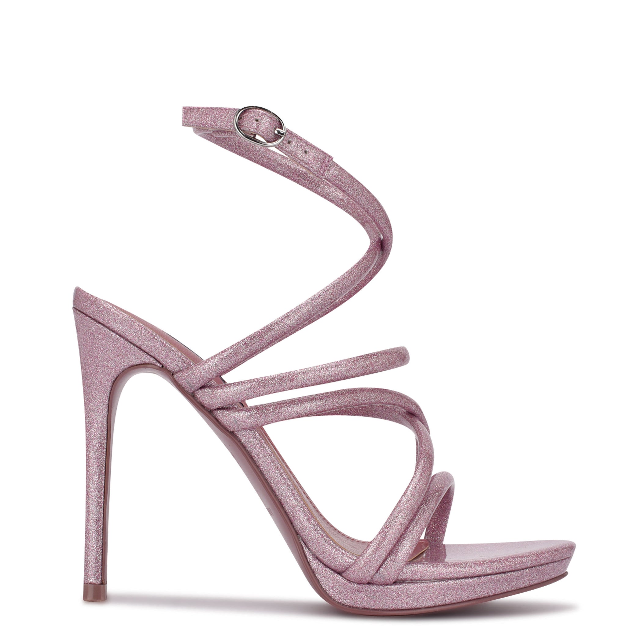 Dark Pink Glitter Strap Heels 37 / Pink