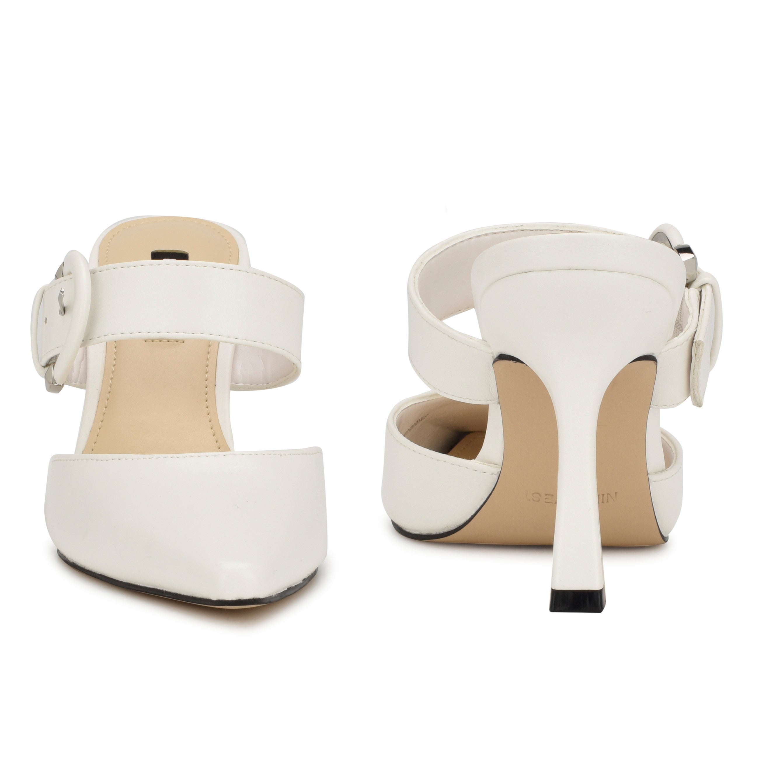 White open clearance toe heeled mules