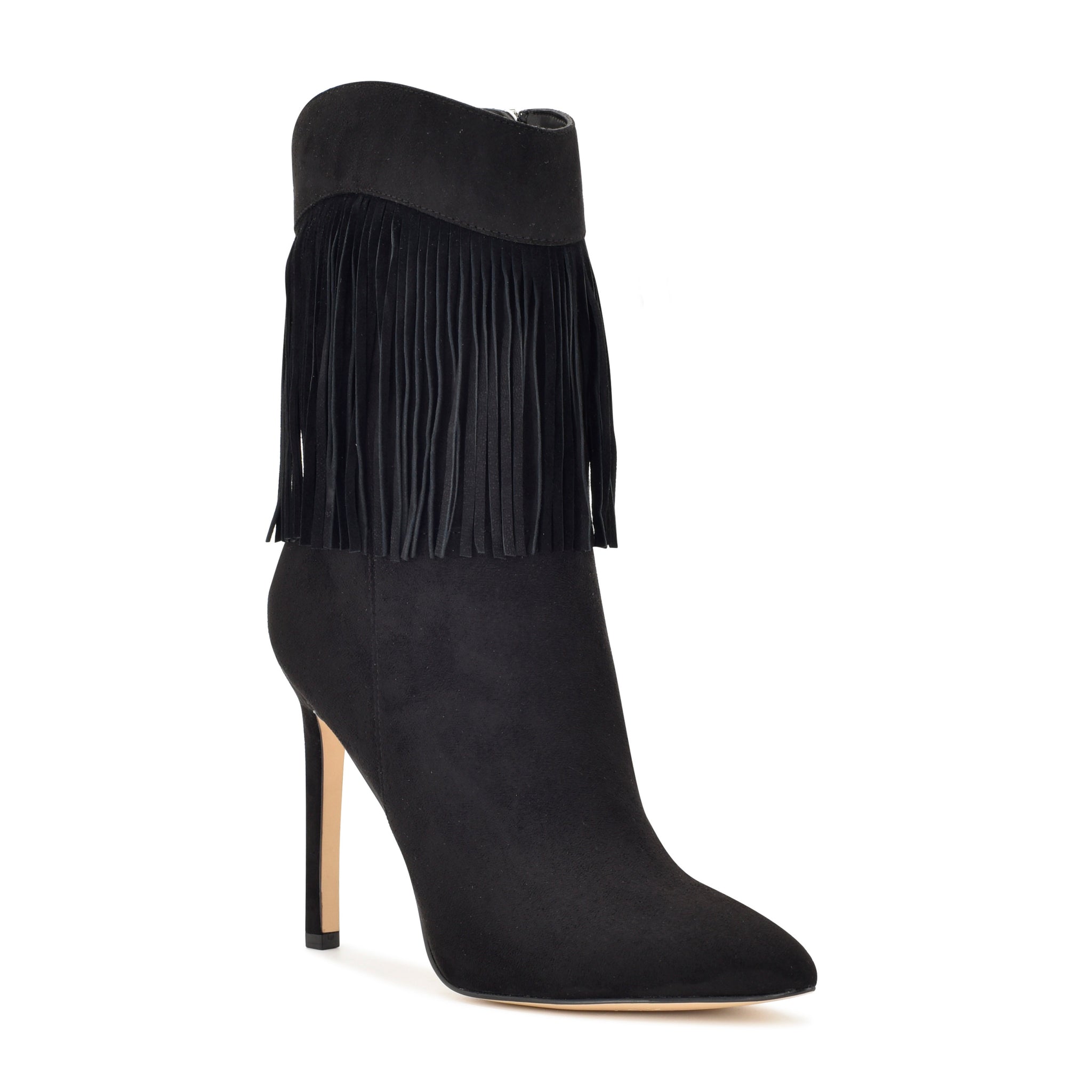 Tries Heeled Fringe Booties - Nine West