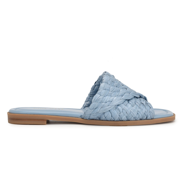 나인웨스트 NINEWEST Havah Flat Slide Sandals,Mist Blue