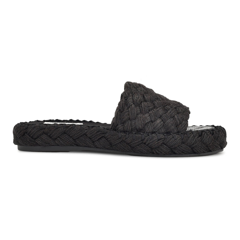 나인웨스트 NINEWEST Stef Woven Slide Sandals,Black