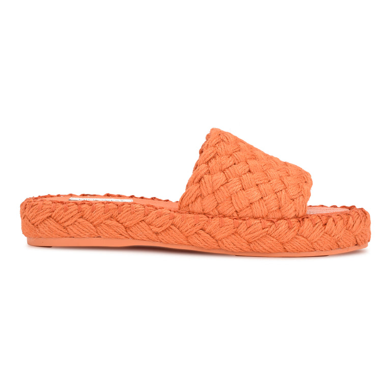 나인웨스트 NINEWEST Stef Woven Slide Sandals,Orange